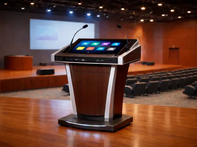 Digital podium in a professional auditorium